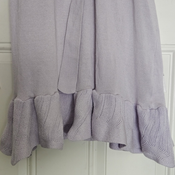 Lilac light purple lavender short sleeves gold tone belt rayon knit dress S - Picture 4 of 12